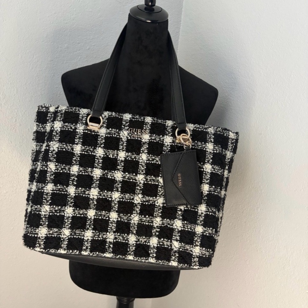 Guess Monochrome Checkered Tote